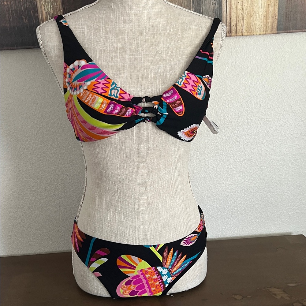 Trina Turk Black Multicolor Bikini Set